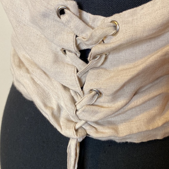 White Crow Off to the Races Beige Floral Embroidered Halter Top - Picture 5 of 6